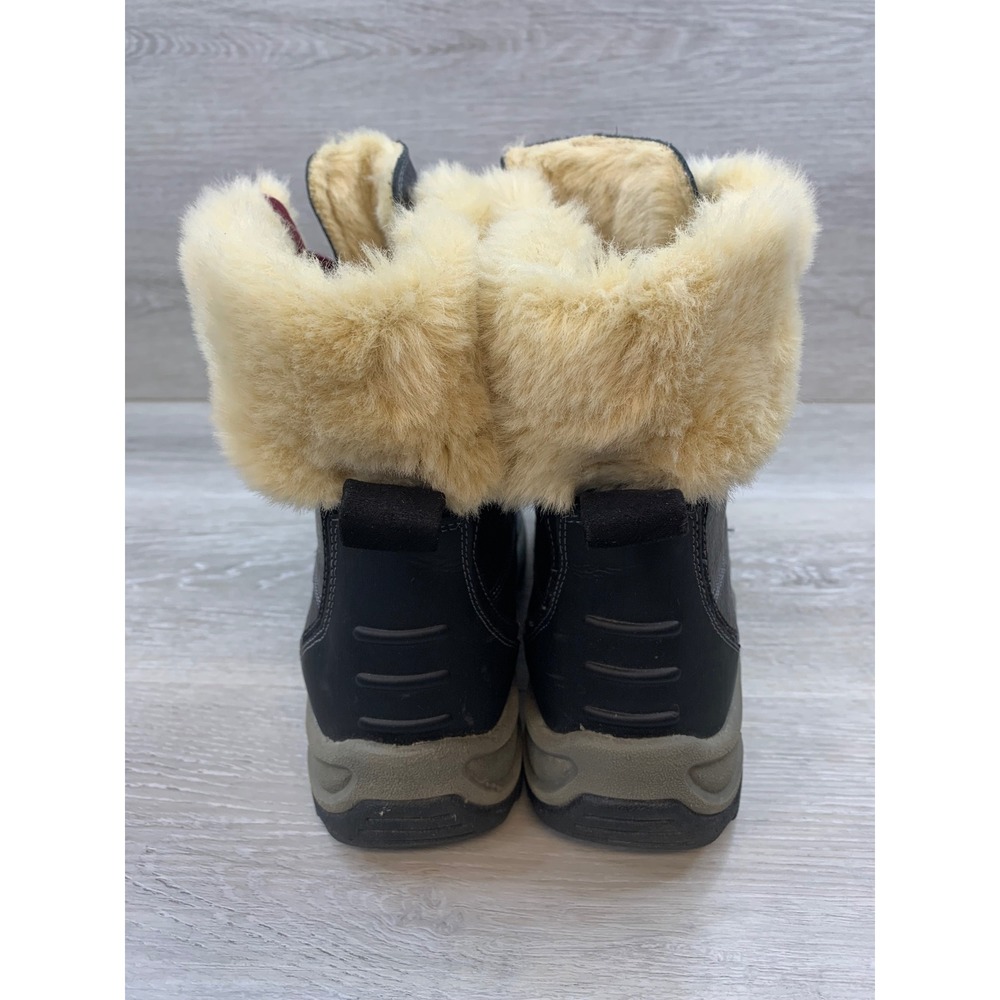 Clarks Women's Duck Boots Black Leather Faux Fur Trim Winter 9.5 Casual Shoes - Picture 4 of 10